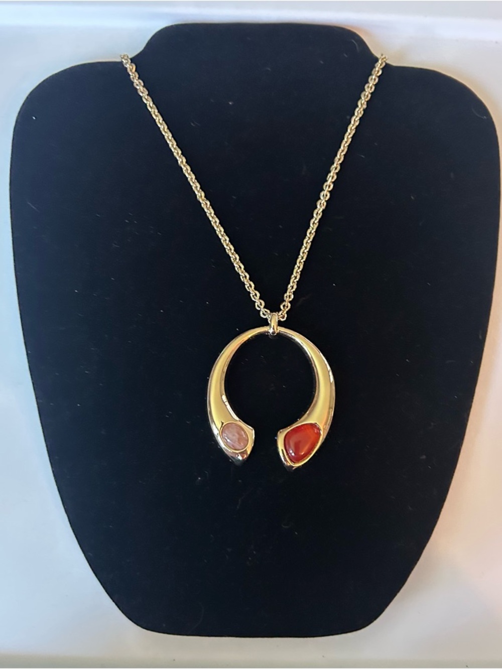 White House Black Market Gold-Tone Pendant Necklace with Semi Precious Stones